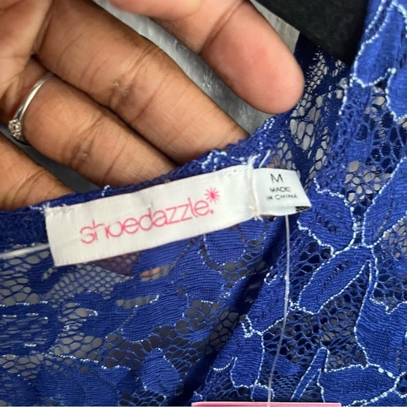 Shoe Dazzle NWT Royal Blue Lace Ruffle Trim Dress - Picture 7 of 14